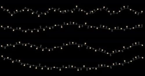 Incandescent light bulbs flashing on transparent background. .