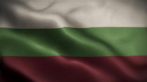 Realistic Waving Fabric Flag Animation with White, Green, and Red Stripes