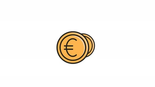 Animated Euro Coin Icon Looping and Alpha