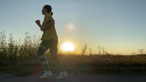 Golden Hour Jog Embracing an Active Lifestyle Amidst Rural Beauty