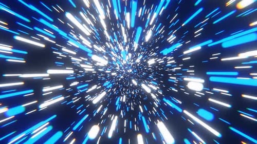 Blauer und weißer Infinite Hyper Space Neontunnel-Hintergrund Vj Loop I 4K