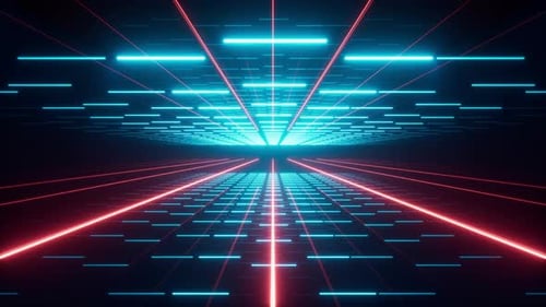 Abstract neon tunnel, 3d rendering.