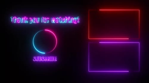 Youtube End Screen Neon Frame Red & Purple V5