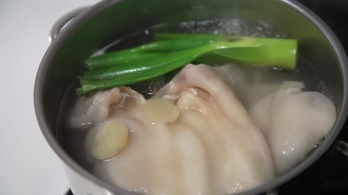 Boiling pig ears