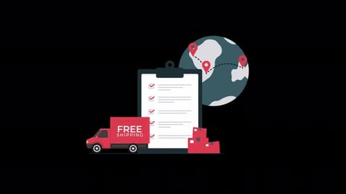 Flat Design Global Free Shipping and Delivery Logistics Animation