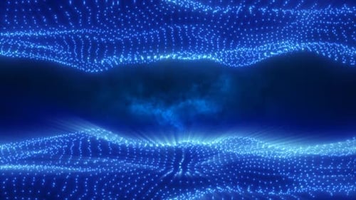 Abstrakte blaue Energiewellen aus Partikeln