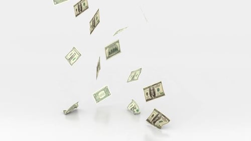 Falling Dollar Bills Animation on White Background