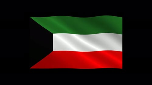 Realistic Kuwait Flag Waving Loop