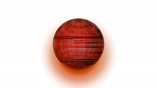 digital planet with glob sphere on disco ball loop on rotating technology white background