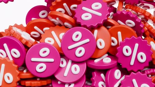 3D Falling Percentage Signs for Sales Promotions