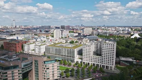 Aerial view of the Mitte district in Berlin, Germany.