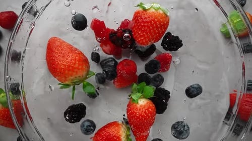 Assorted Colorful Berries Soaking in Water