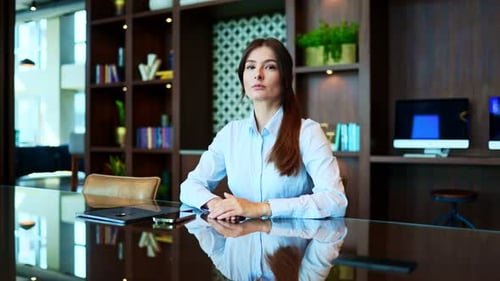 Professional Woman at Conference Table in Modern Workplace