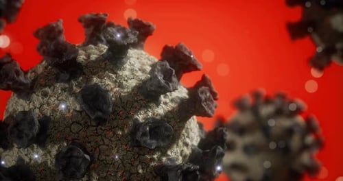 Exploring the Intricate Details of a Virus on a Vivid Red Background