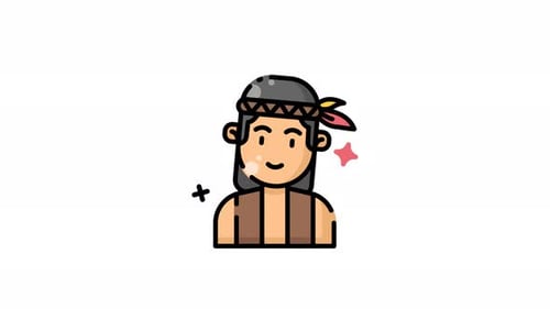 Animated Flat Design Icon of an Indigenous Person