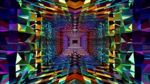 Colorful Abstract Geometric Kaleidoscope Tunnel Loop