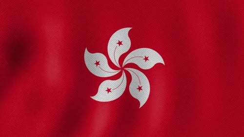 Realistic Waving Hong Kong Flag Animation Loop