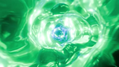 New Green With Blue Bloom Space Tunnel Vj Loop Background