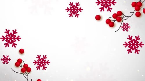 Animated Christmas Snowflakes and Holly Berries Background
