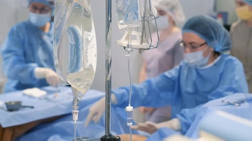 Professional Surgeons During Surgery Sick Old Woman Surgery