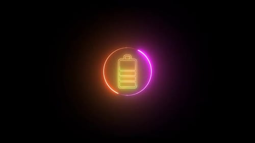 Animated Neon Battery Charging Icon