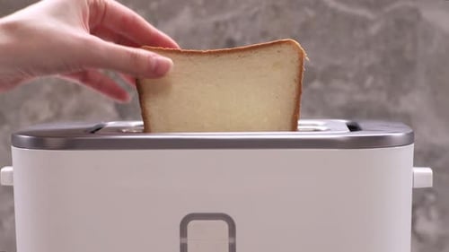 Slices of Bread Placed in Toaster at Home