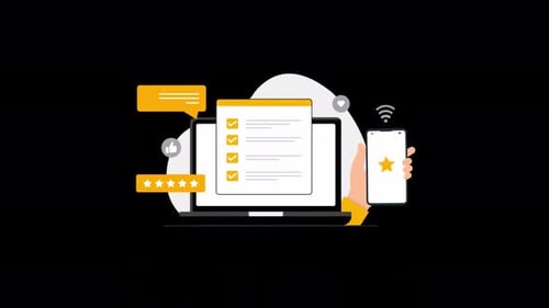 Online Customer Review. Feedback Survey Concept Animation Video - Transparent