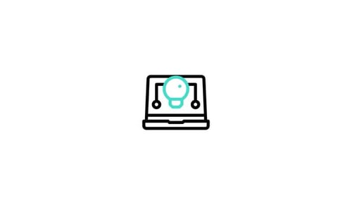Animated Laptop with Creative Idea Lightbulb Icon
