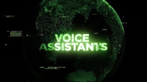 Voice Assistants Title On Technologic Earth Surrounded By A Network Of Graphics Effects