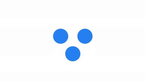 Drei durchgehende blaue Punkte, rotierende dreieckige Ladeanimation