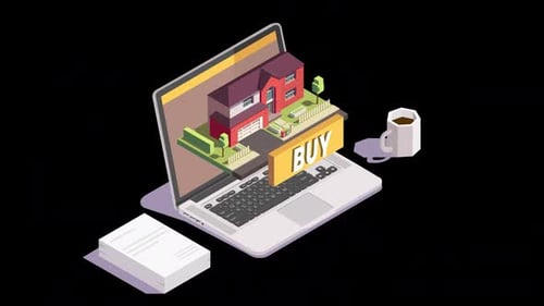 Isometric Flat Design Online Real Estate Transaction Animation