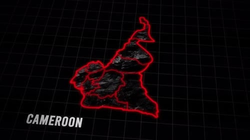 Cameroon Map Animated with Neon Glowing Borders