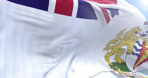 Realistic British Antarctic Territory Flag Waving Animation