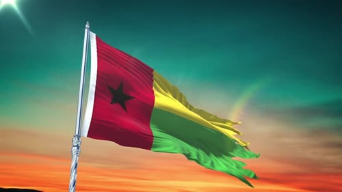 Waving Guinea-Bissau National Flag Realistic 3D Animation