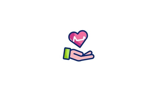 Animated Flat Design Heartbeat in Hand Icon