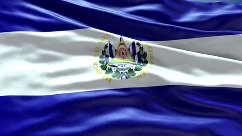 Realistic El Salvador Flag Waving Seamless Loop