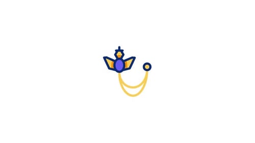 Elegant Animated Jewelry Brooch Icon with Wiggling Chain