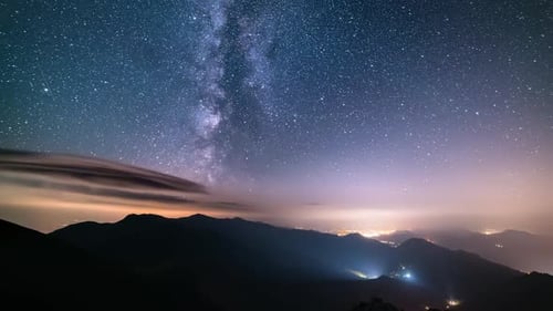 Starry Night Sky in Mountains Astronomy Milky Way Galaxy Stars
