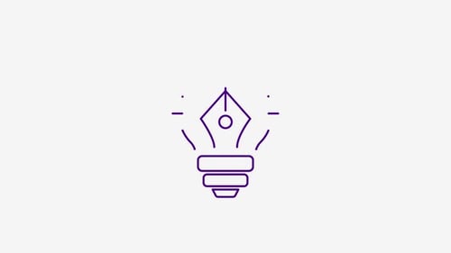 Minimal Line Art Lightbulb Idea with Pen Tool Animation