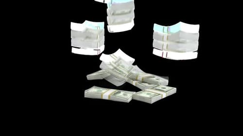 Animated Piles of Falling US Dollar Banknotes