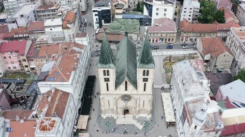Aerial video of the Cathedral of the Sacred Heart