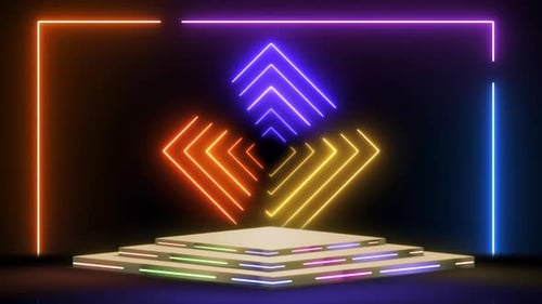 Neon Glowing Geometric Lines Stage Background Loop
