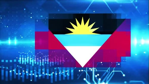 Economy Background with Antigua And Barbuda Flag and Graph