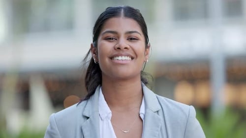 Smiling Woman in Blazer Close Up