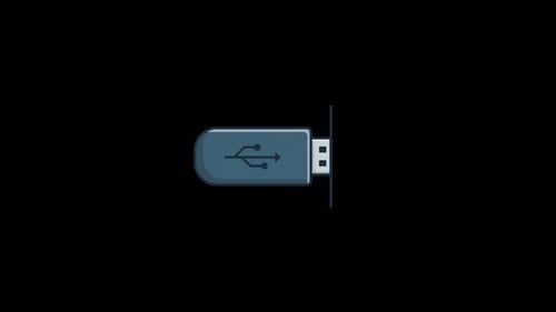 Animated USB Flash Drive Inserting. Digital Storage Concept Video - Transparent