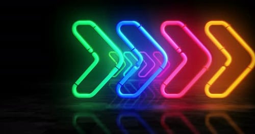Neon Glowing Arrows Motion Graphics Background Loop