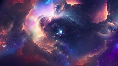 Abstract Cosmic Nebula Background with Swirling Galaxy and Stars