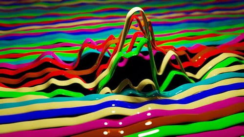 Multicolor On Black Displaced Bands Background Loop Animation In 4K