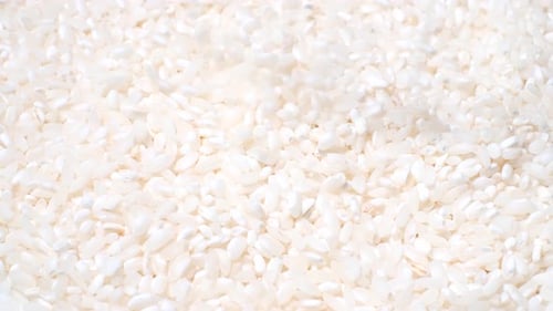 Macro Video of Rice Grains Rotating in a Circle Asian Food