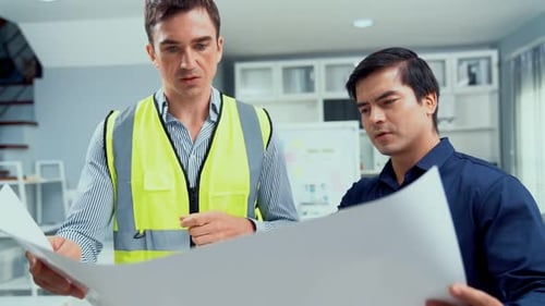 Competent Investor Investor Discuss and Brainstorm with Engineers on Blueprint